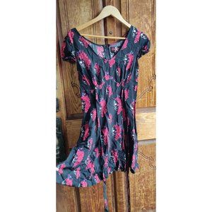 Royal Bones skull Black Red Rose Dress